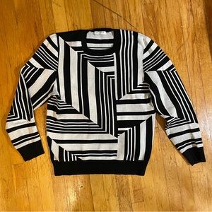 Sandro Paris black and white geometric sweater